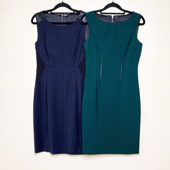 Elie Tahari Dresses & Skirts - Lot of 2 Elie Tahari Office Career Dresses size 2 Blue Green Leather Trim Sheath